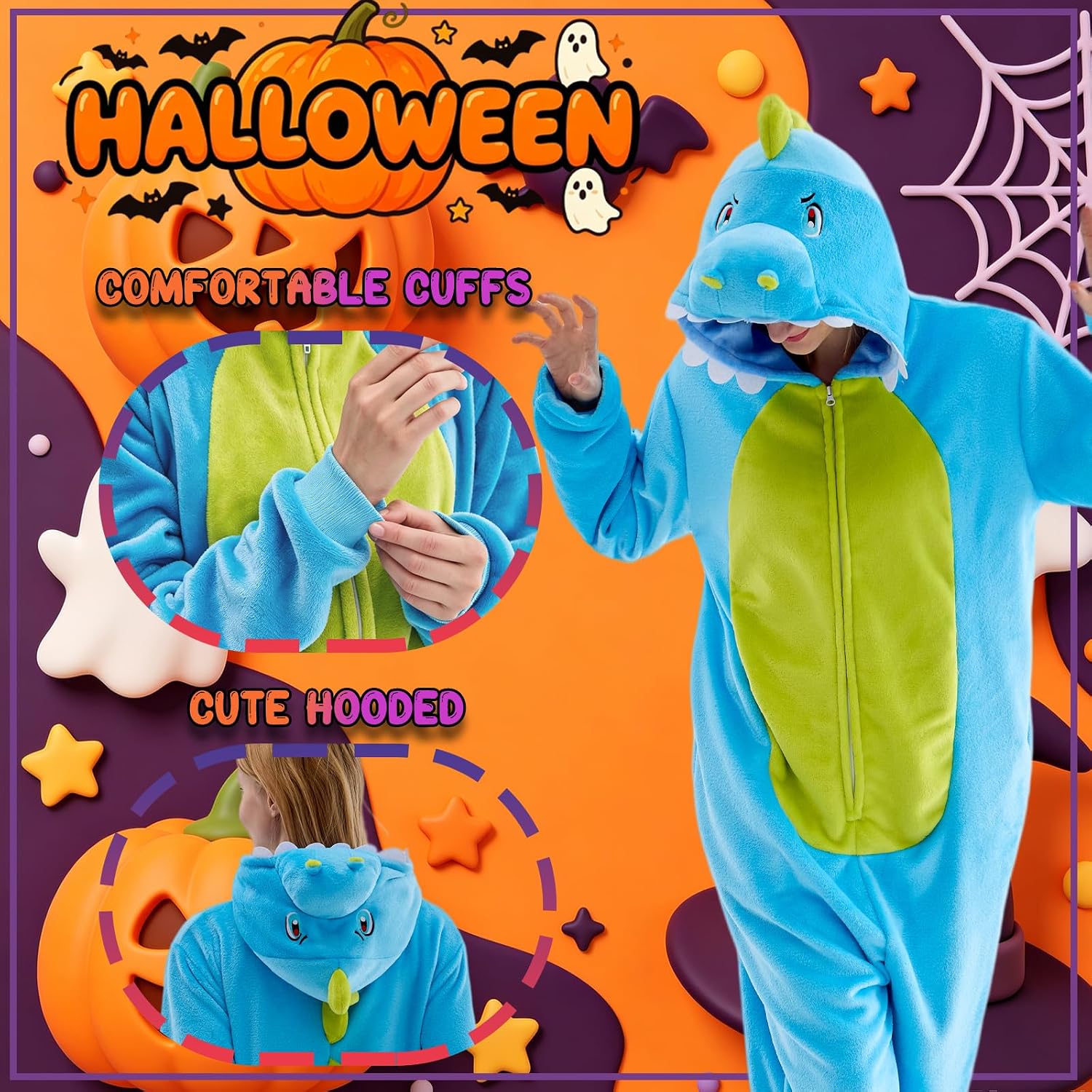Detalle 1 de Sokliro Adult Animal Onesie Pajamas, Unisex One-Piece with Hood and Pockets