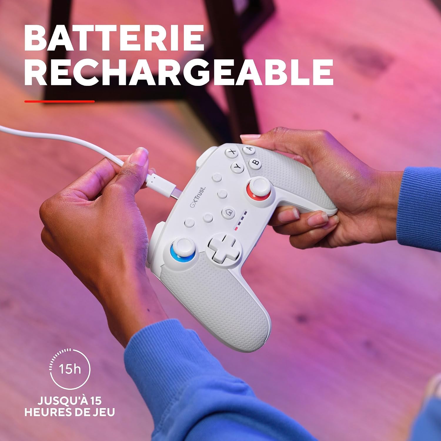 Detalle de GXTrust Muta Manette Switch Sans Fil avec Bluetooth – Blanc, autonomie jusqu’à 15 h