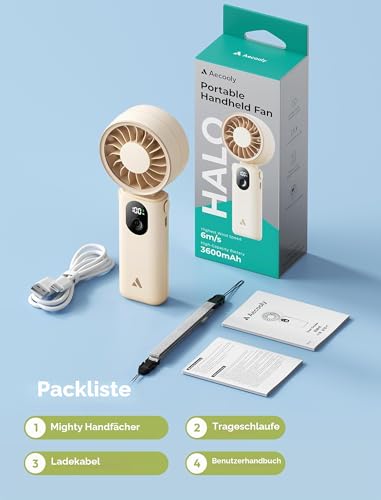 Thumbnail 8 de Aecooly 3-in-1 Handventilator Beige – USB wiederaufladbar, bis zu 20 Stunden Laufzeit