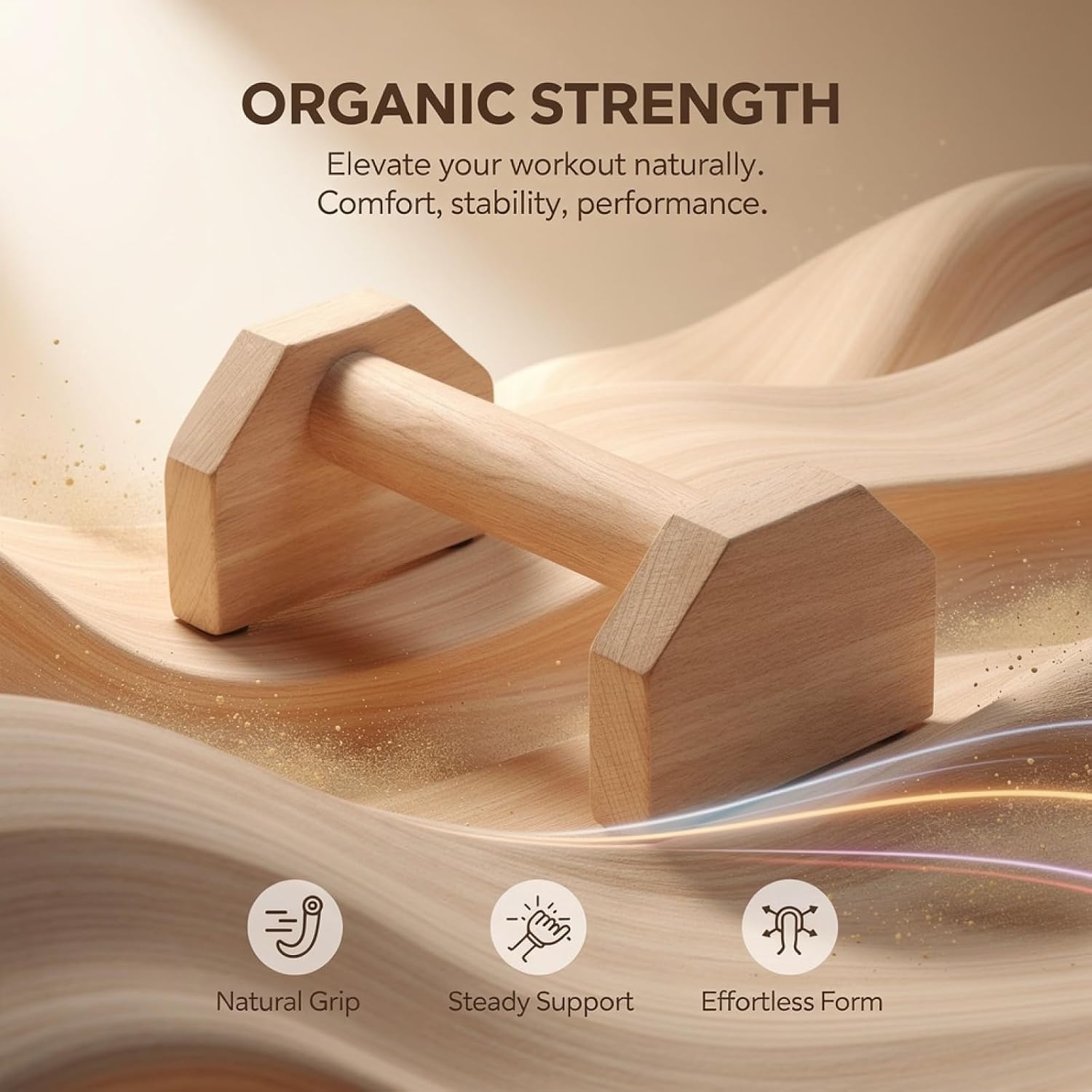Detalle de 2 Pcs Wooden Push Up Handles with Golden Triangle Design (9.8 in) Parallettes