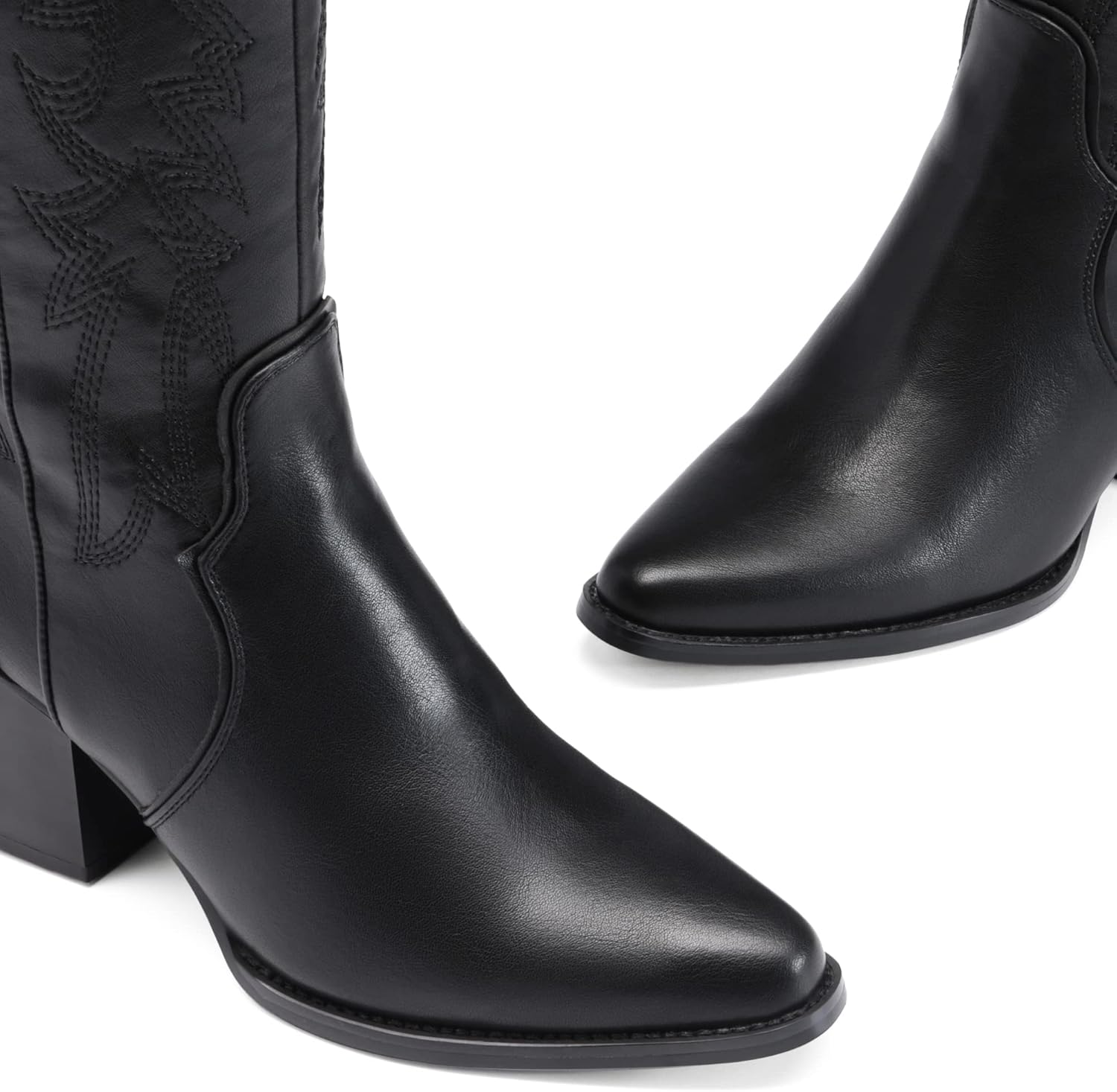 Thumbnail 4 de DREAM PAIRS Women's Wide Calf Cowboy Boots with Zipper and Chunky Heel