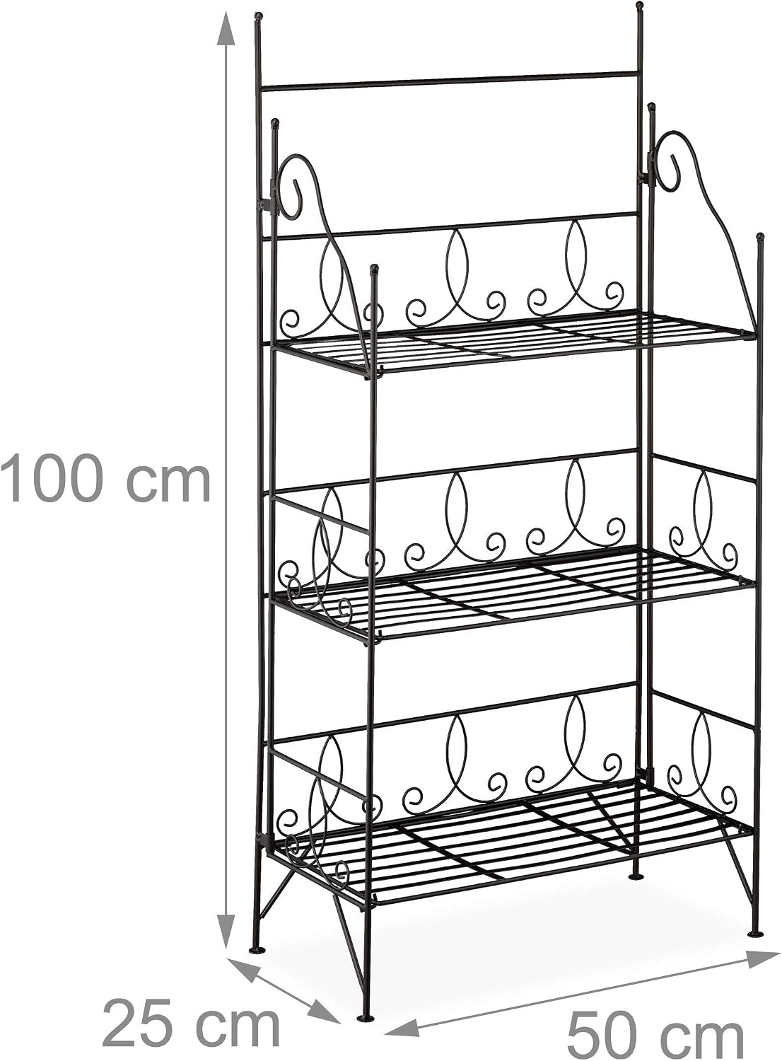 Thumbnail 3 de Relaxdays étagère d'extérieur pour jardin, 3 niveaux pliable en métal noir – style vintage
