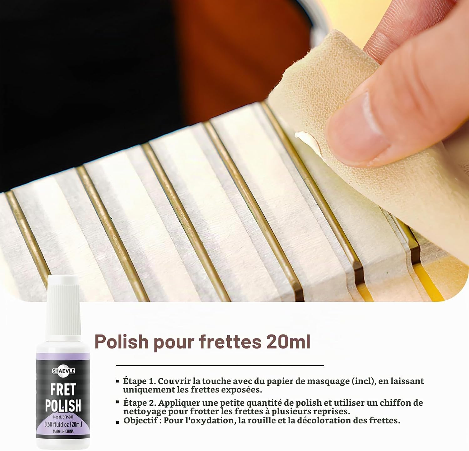 Detalle 1 de Guitar Cleaning Kit PRO - 1 gitaarreinigingsset met fretpolish en citroenolie