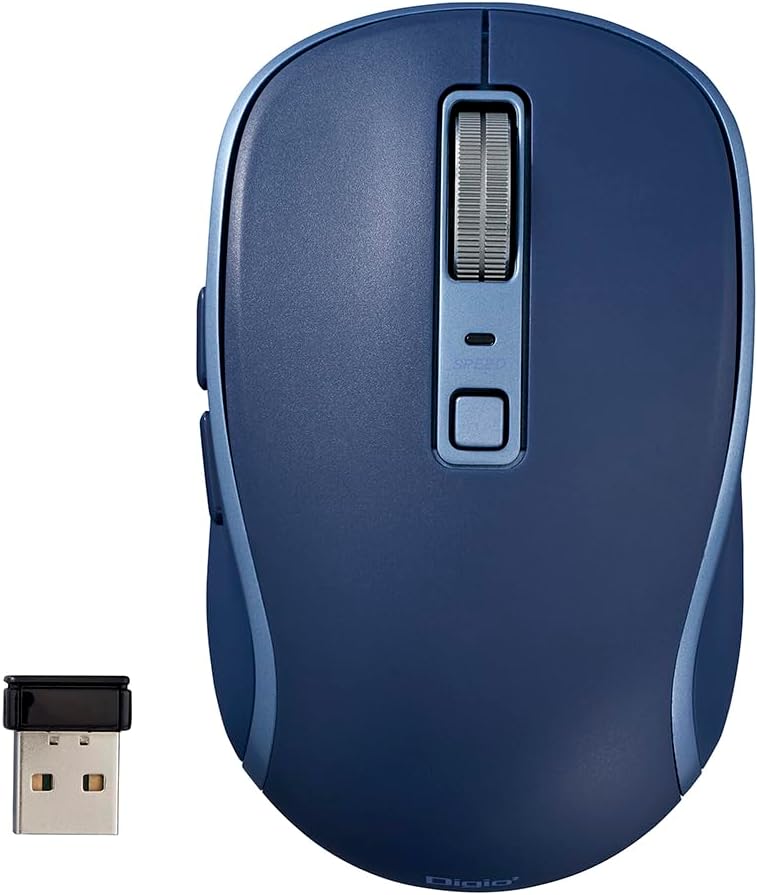 Detalle de ナカバヤシ Digio2 Z0180 ワイヤレスマウス 静音5ボタン BlueLED ネイビー