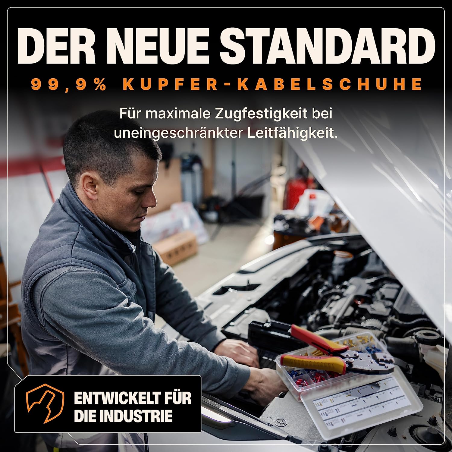 Detalle 2 de BAURIX HEKTOR PRO Crimpzange mit 6 Wechselbacken & Abisolierzange – All-In-One Elektriker Werkzeug