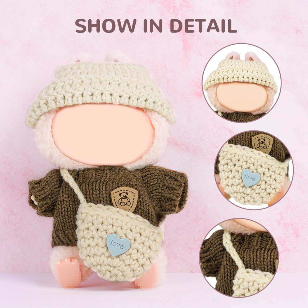 Detalle de Vicloon V-ZSMYMZ-FBA Doll Clothes Set, 17 cm Brown Sweater Outfit