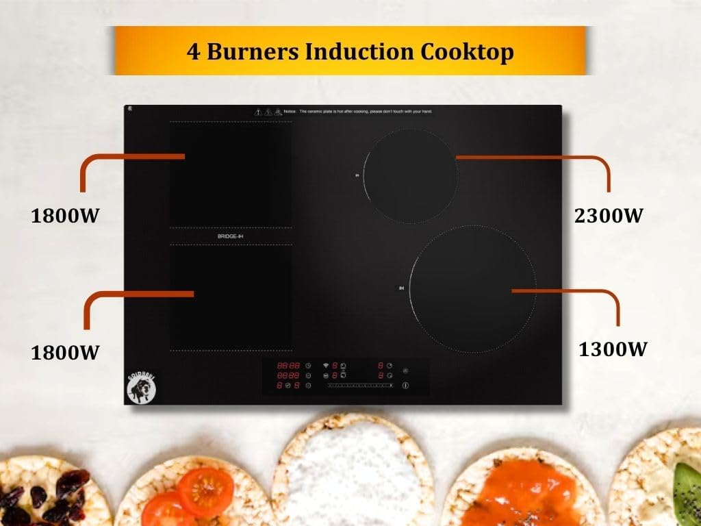 Detalle de Goldhaus GH-ICT30-4B-2500 30-Inch Induction Cooktop, 4 Burners, 2500W Booster