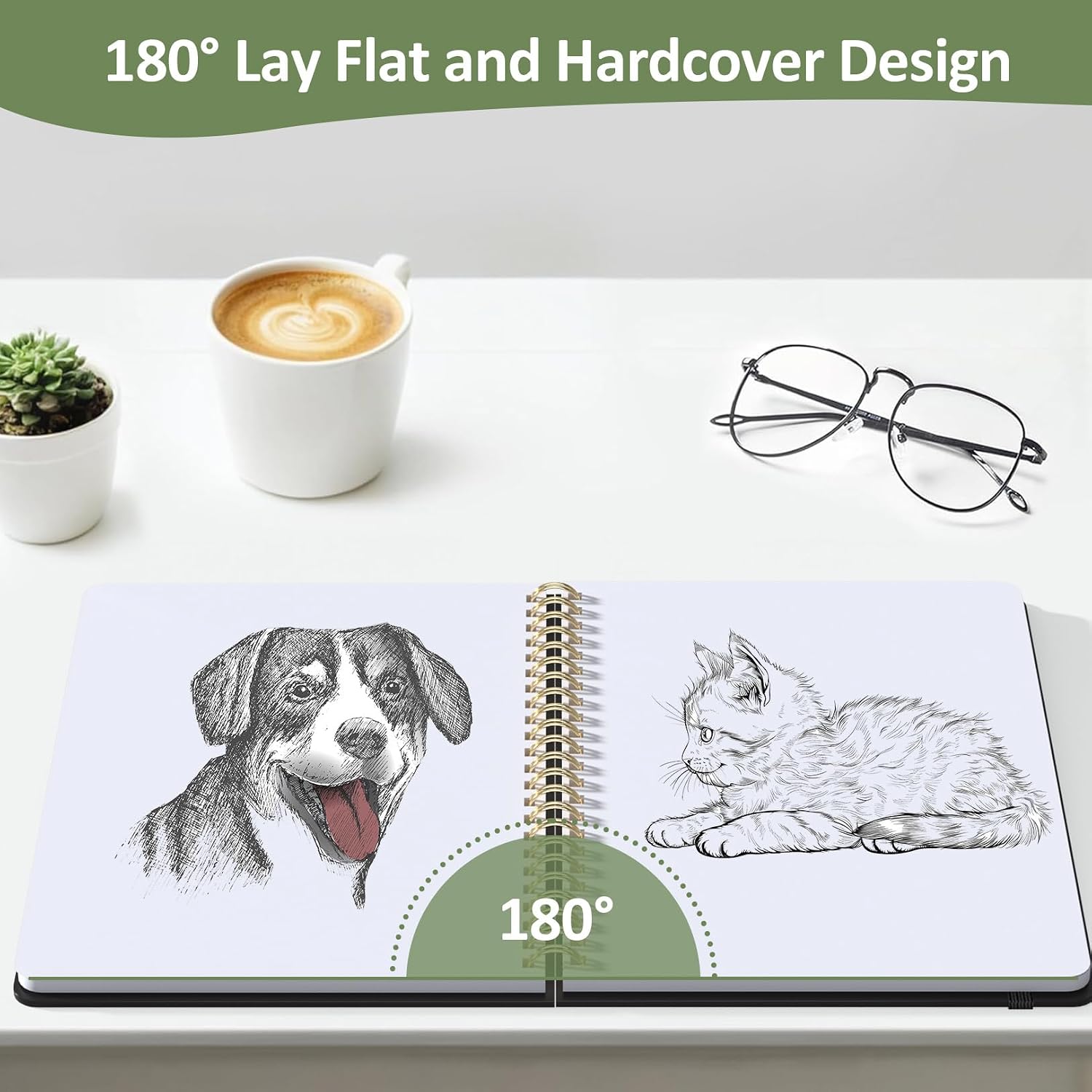 Thumbnail 3 de Forvencer 2-Pack Spiral Sketchbooks, 8" x 5.6", Brown Hardcover, 100 GSM Paper