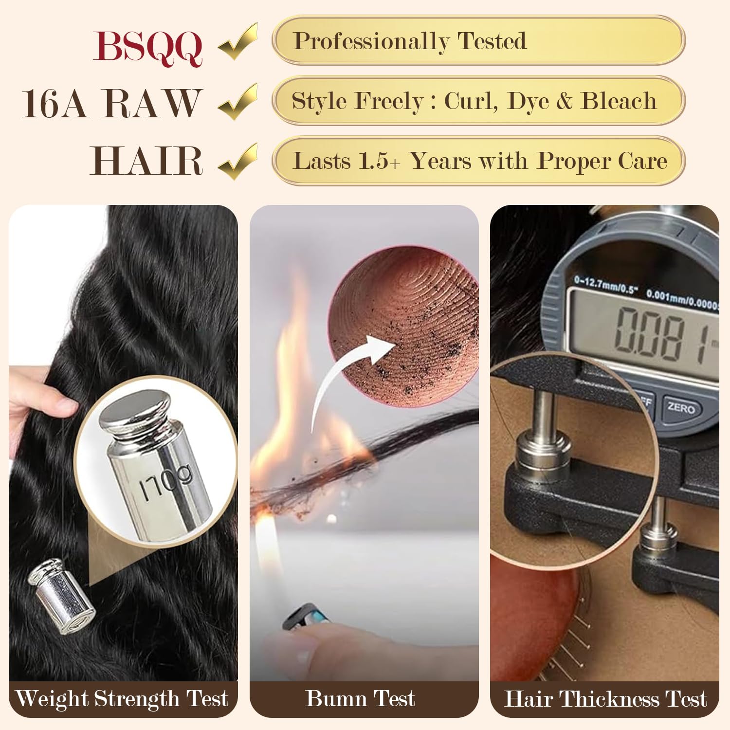 Thumbnail 4 de BSQQ 16A Body Wave Human Hair Bundles (18/20/22 Inch, 100% Raw Virgin Hair)