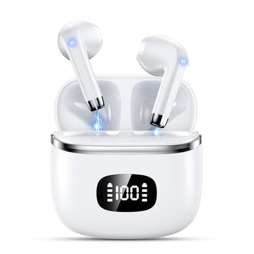 Detalle de POMUIC Auriculares Inalámbricos Bluetooth 5.3 con 13,4 mm, pantalla LED e IPX7