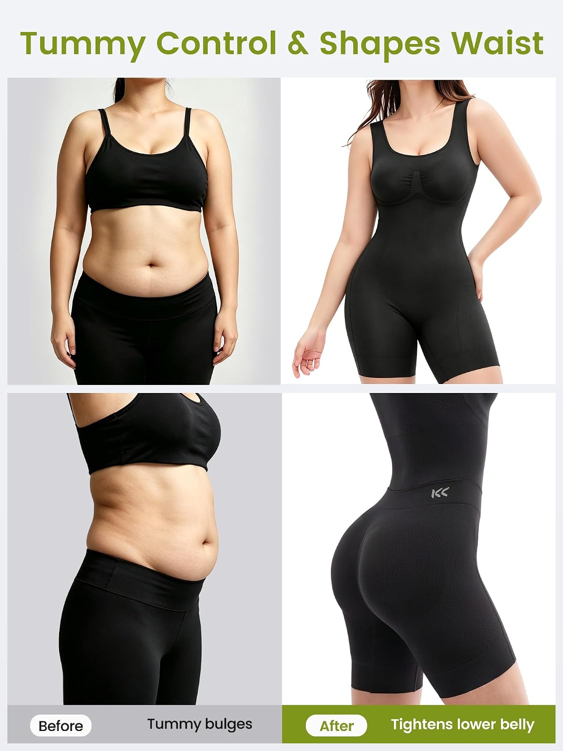 Detalle 2 de KKPeople Easy-Off Shapewear Bodysuit with Tummy Control and Seamless Design
