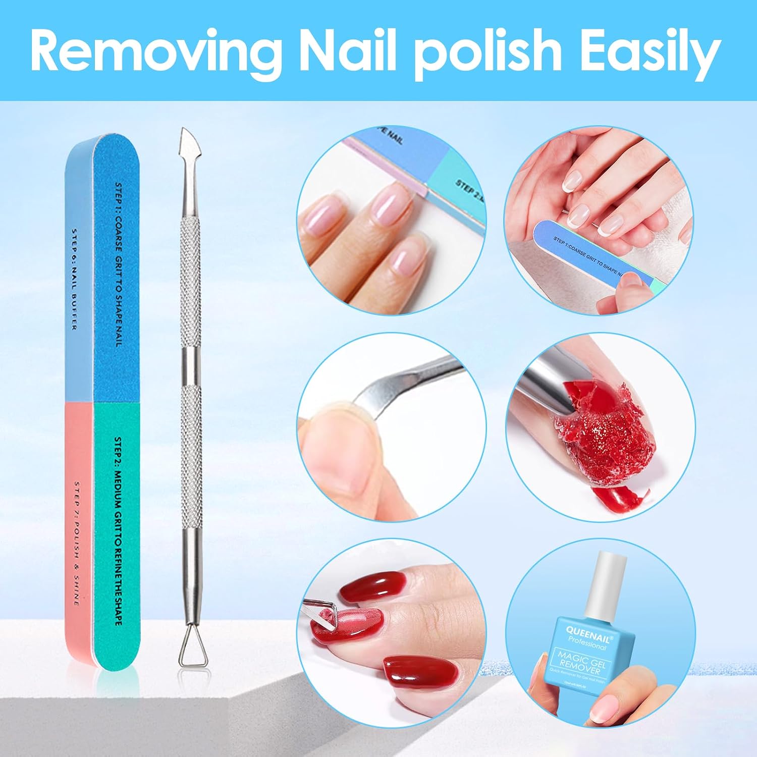 Detalle de 1 Pièces Dissolvant de Vernis à Ongles en Gel – Gel Nail Polish Remover Professionnel, Bleu