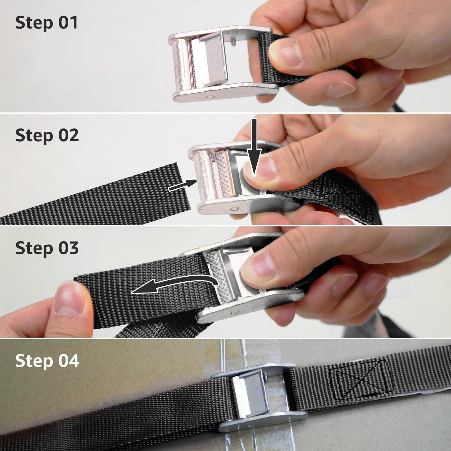 Detalle de Amazon Basics Lashing Straps 2.5 m x 25 mm, 150 kg Load, EN12195-2 compliant, 10‑pack