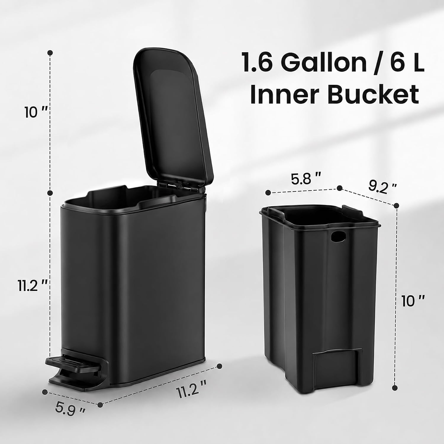 Thumbnail 5 de TIPGO Slim Bathroom Trash Can 6 L 🗑