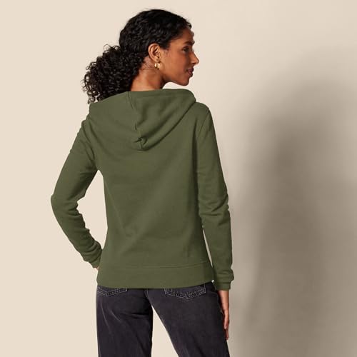 Detalle de Amazon Essentials Felpa da donna con cappuccio e zip intera, verde oliva scuro, S