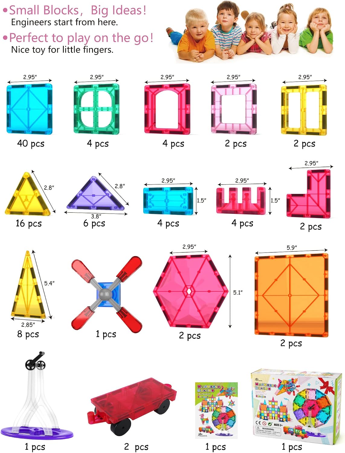 Detalle 1 de Jasonwell Magnetic Building Tiles 100-Piece Set