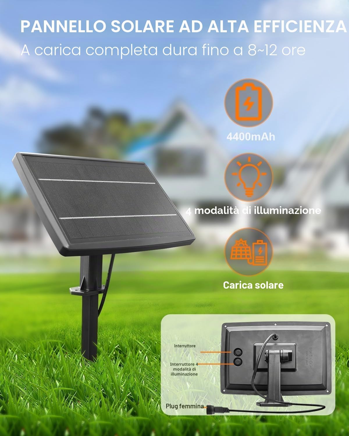Detalle de Svater Luci Solari da Giardino G40 30m – Festoni Solari Impermeabili con 50 LED e 4 modalità
