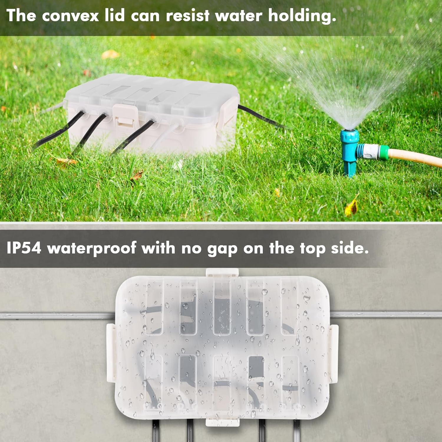 Detalle de RESTMO Large Outdoor Electrical Box with Transparent Lid (IP54) for Photocell Timer & Power Connections