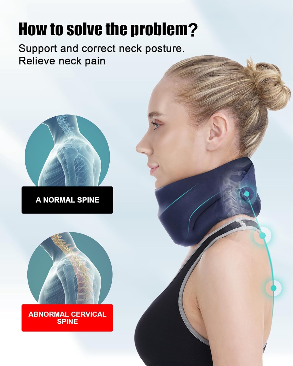 Detalle de BLABOK Soft Foam Neck Brace 1 adjustable cervical collar 🩺