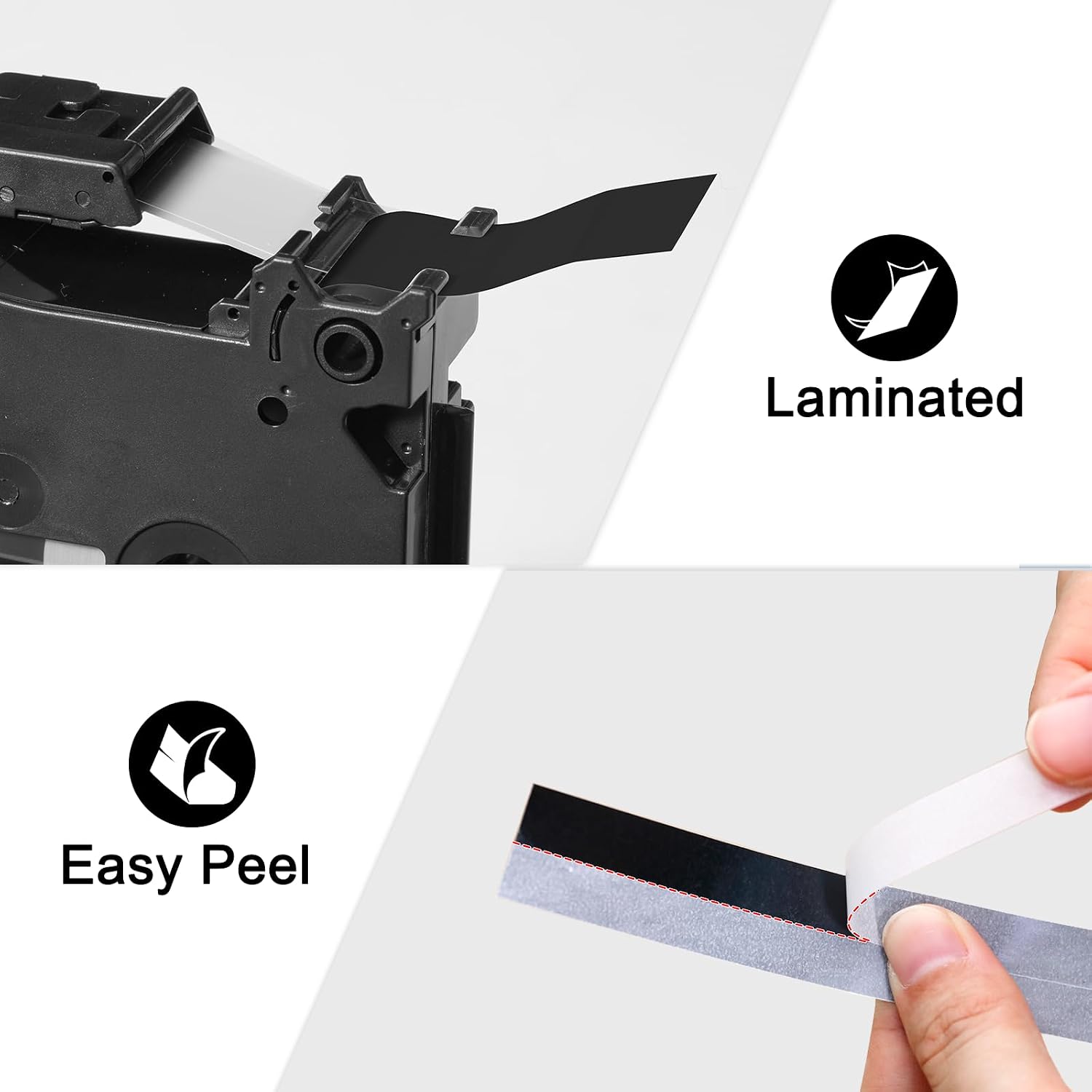 Thumbnail 3 de Labelife 4-Pack White on Black TZe-335 Laminated Tape for Brother P-Touch (12mm, 8m each)