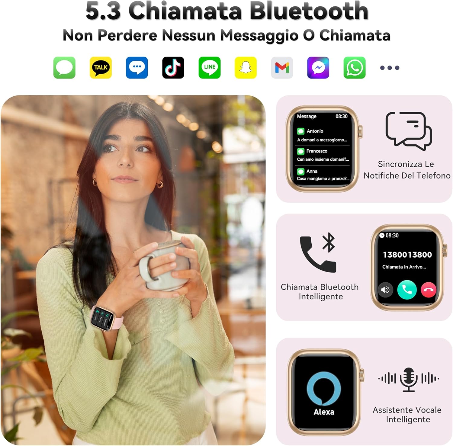 Thumbnail 1 de Smartwatch Uomo Donna 1.83'' con Chiamata Bluetooth e Monitoraggio Salute – IP68