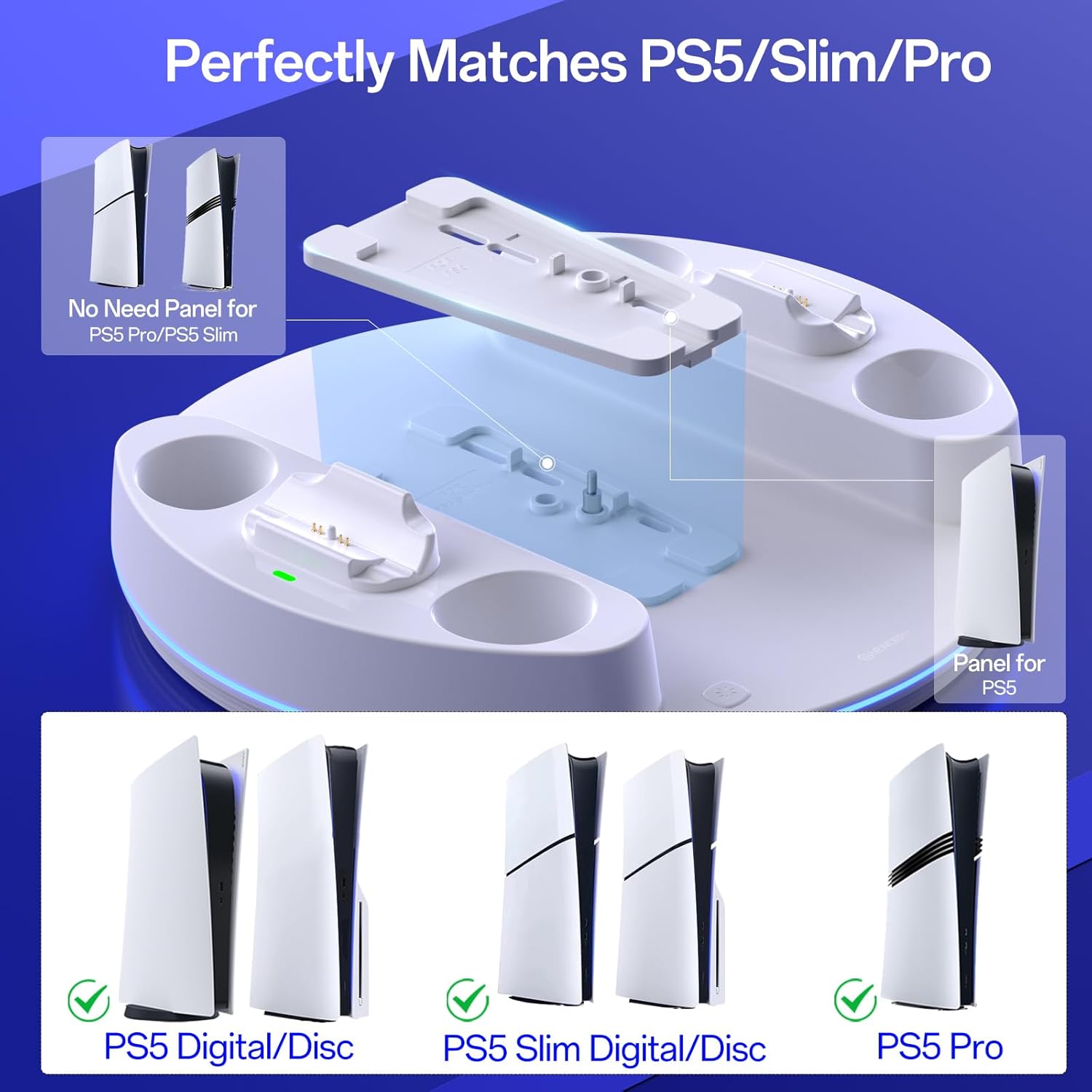 Detalle 2 de NEWDERY PS5 Ständer mit RGB 9‑Modi