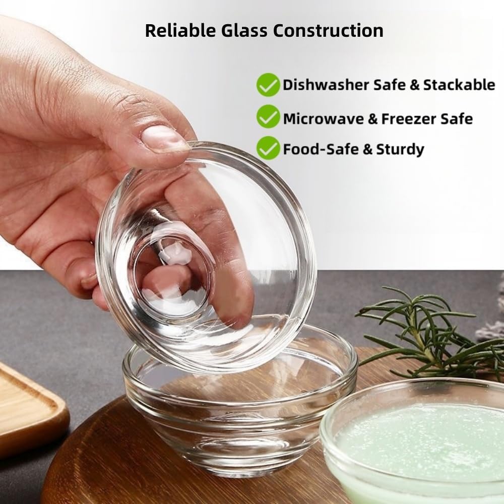 Thumbnail 2 de 10 Pack Mini Glass Bowls, 75ml Round Clear Glass Serving Bowls