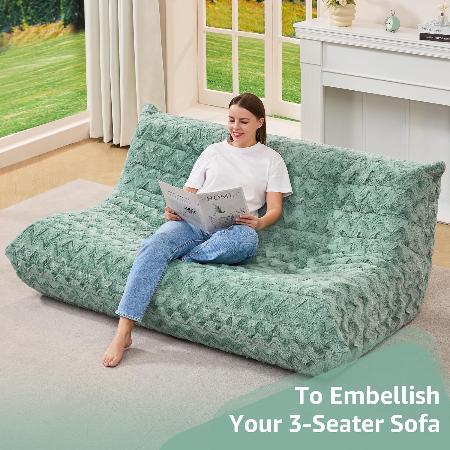 Detalle 2 de Hobestluk Bean Bag Sofa, 3-Seater
