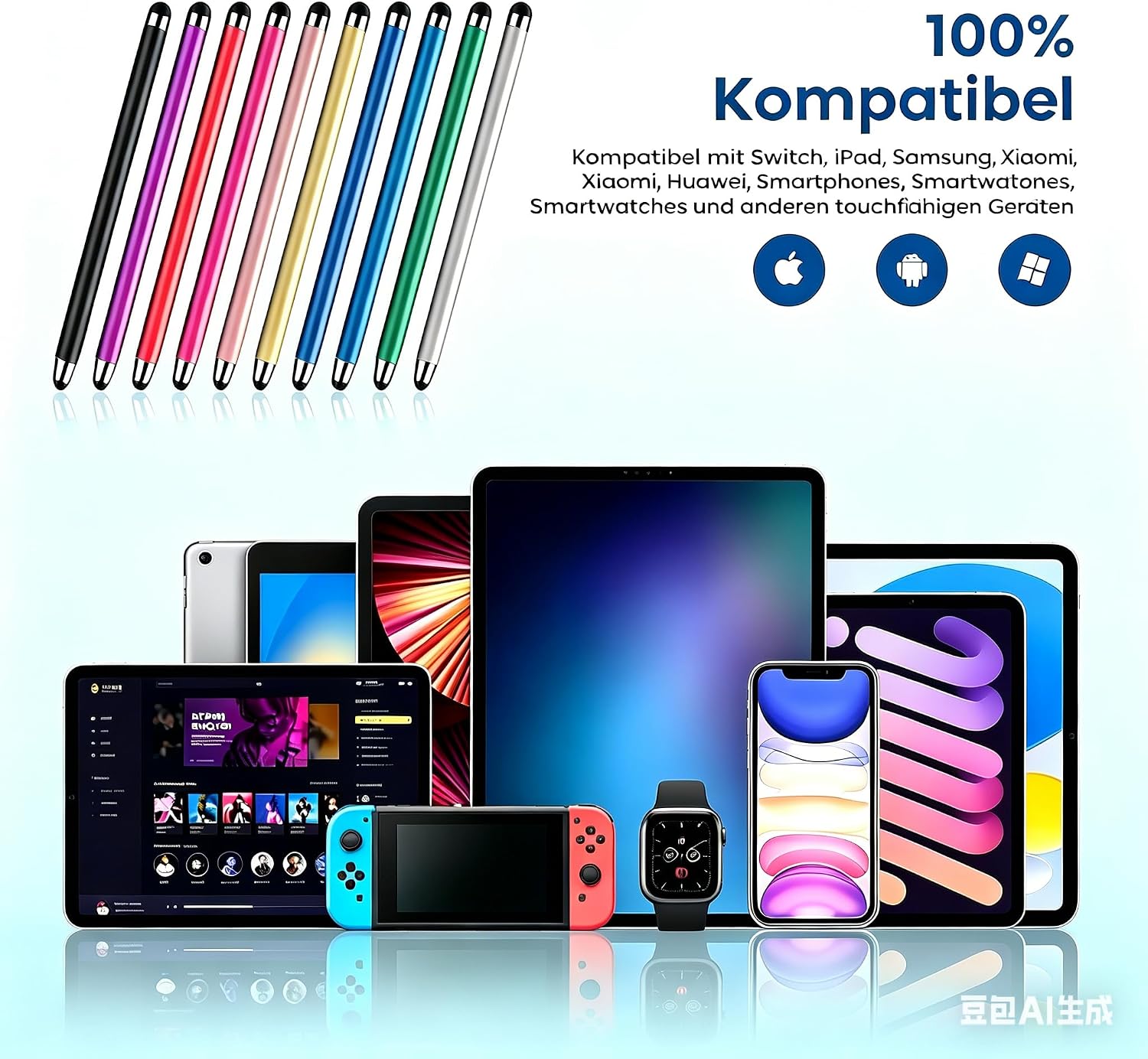 Detalle de Touchscreen Switch Stift – 10er-Pack 2-in-1 Stylus mit 20 Ersatzspitzen, kompatibel mit Switch, Android, iOS, Microsoft, Samsung und iPad