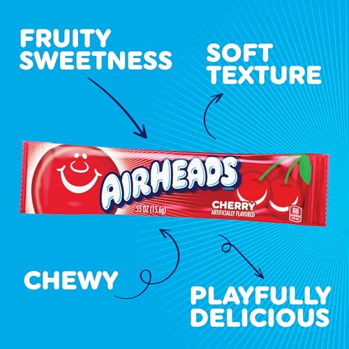 Detalle de Airheads Full-Size Candy Bars, Assorted Taffy Variety Pack, 60 Count Box