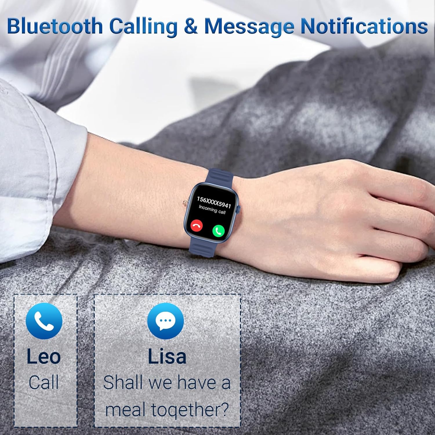 Detalle de BingoFit Smart Watch 1.83" HD Screen – Health Tracking & Bluetooth Calls
