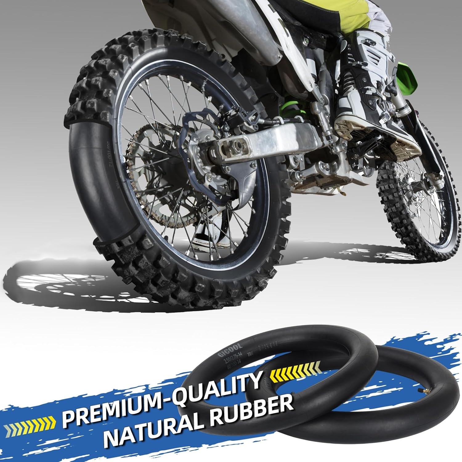 Detalle 2 de GICOOL 2.50/2.75-14” Dirt Bike Inner Tubes (2 Pack) with TR4 Valve Stem