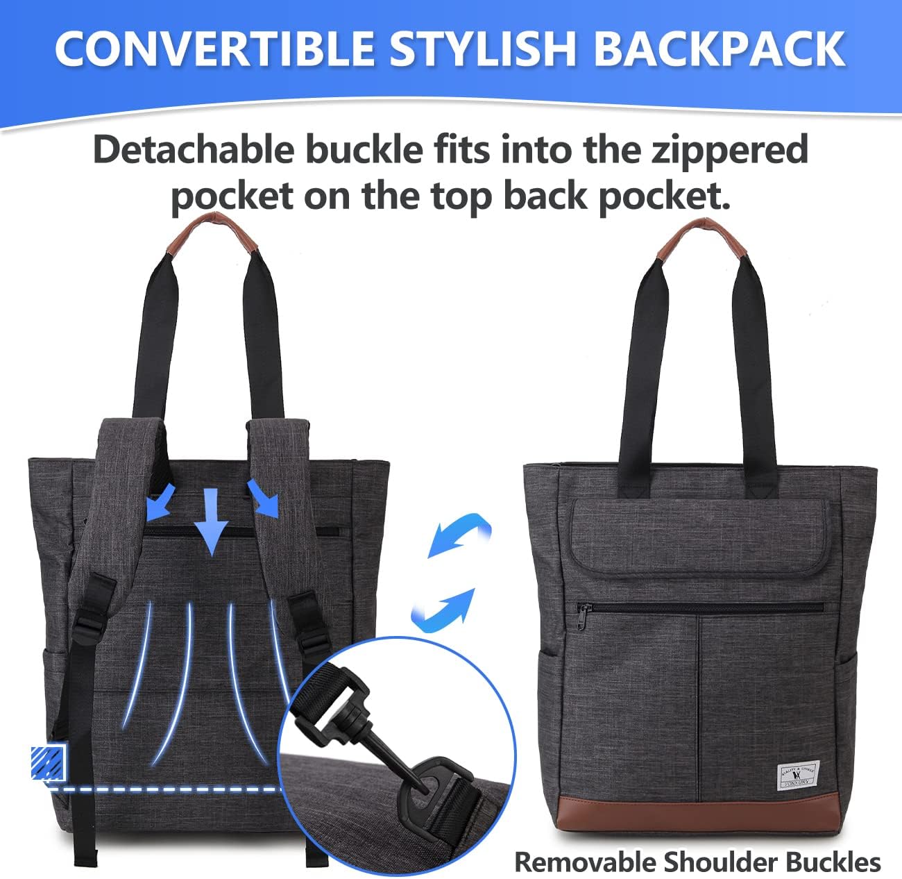 Detalle de VX VONXURY Laptop Backpack for Men: Water-Resistant 15.6-Inch Tote Convertible Bag