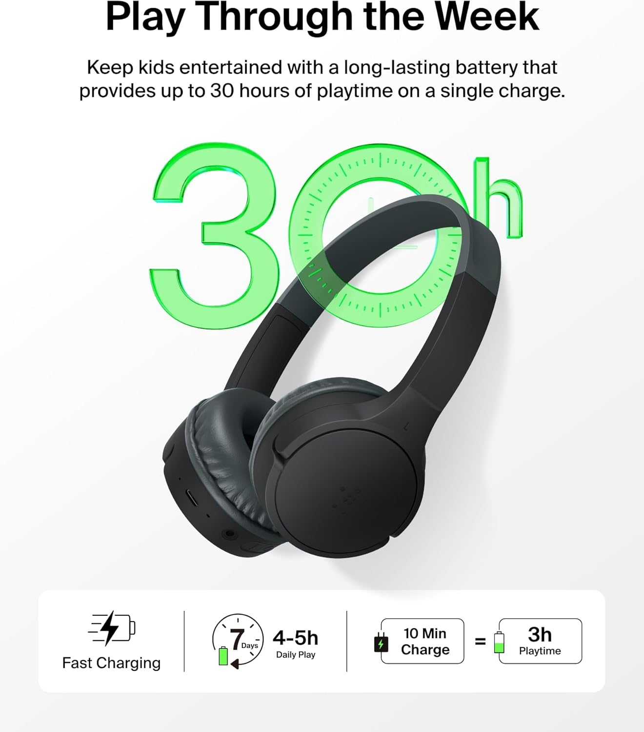 Detalle de Belkin SoundForm Mini Kids Wireless Headphones 30H