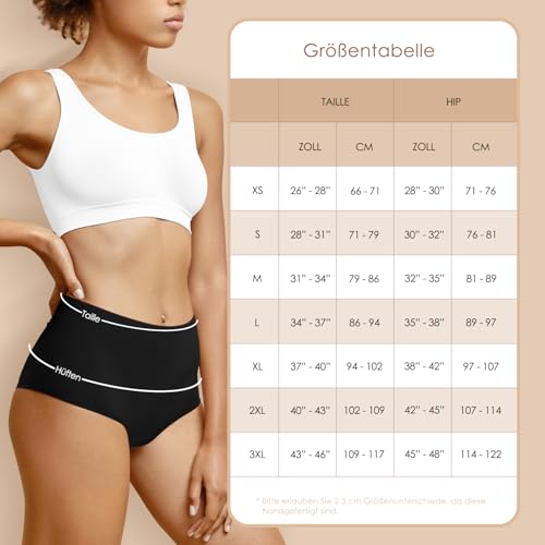 Detalle de YouShow Culotte Femme Taille Haute Lot de 5 en Coton Slip Confort – 5 pièces