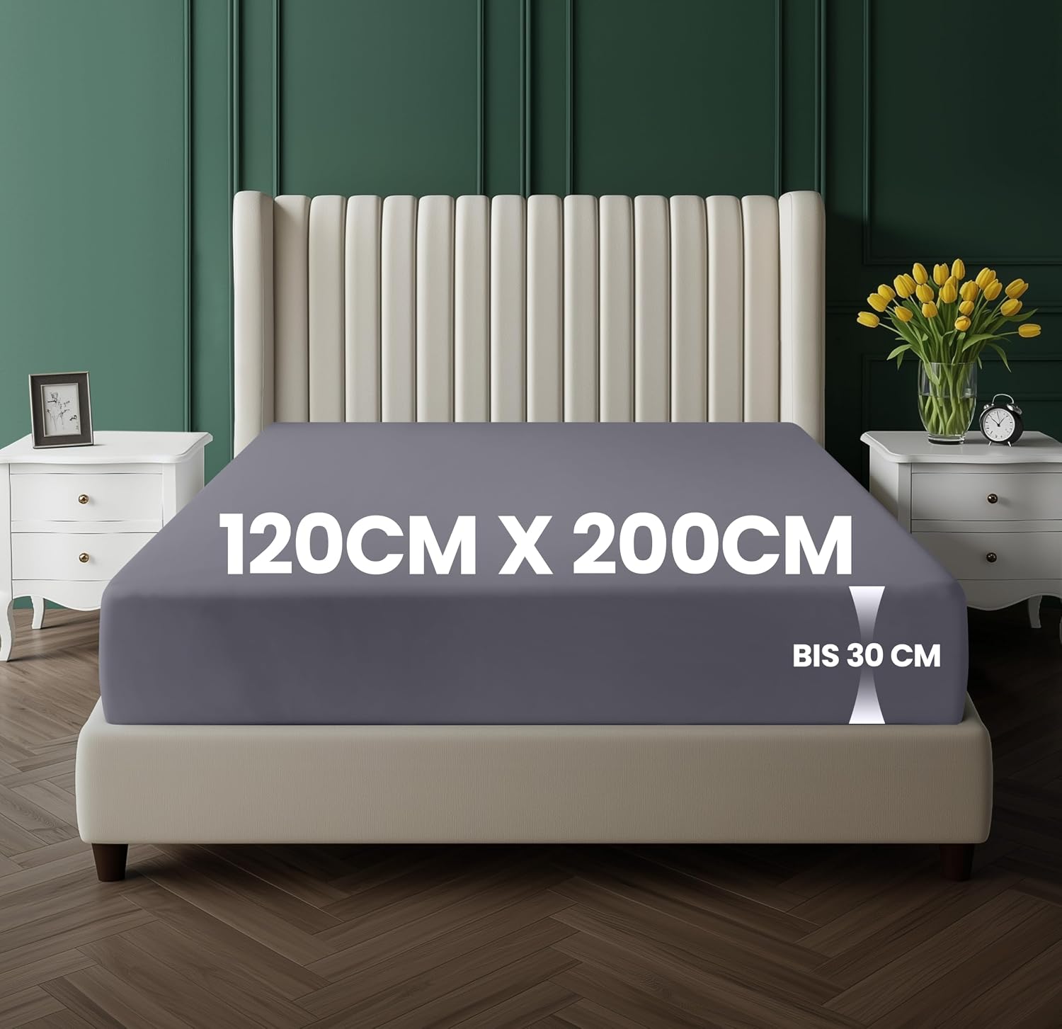 Detalle 2 de Utopia Bedding Spannbetttuch 120x200 cm Grau