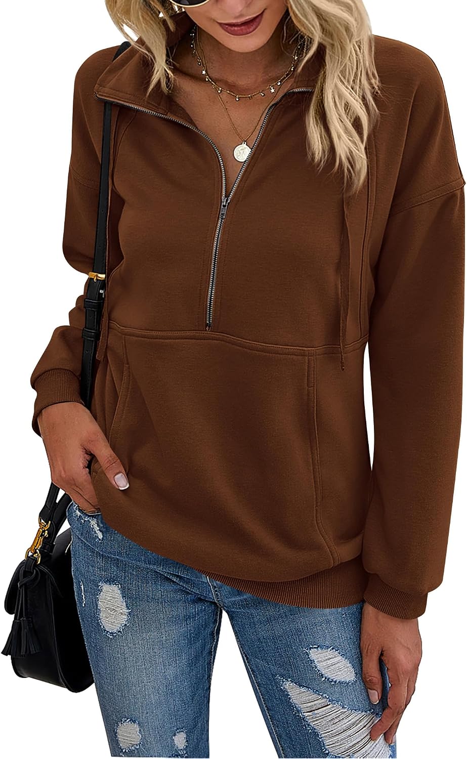 Thumbnail 5 de PRETTYGARDEN Long Sleeve Half Zip Pullover