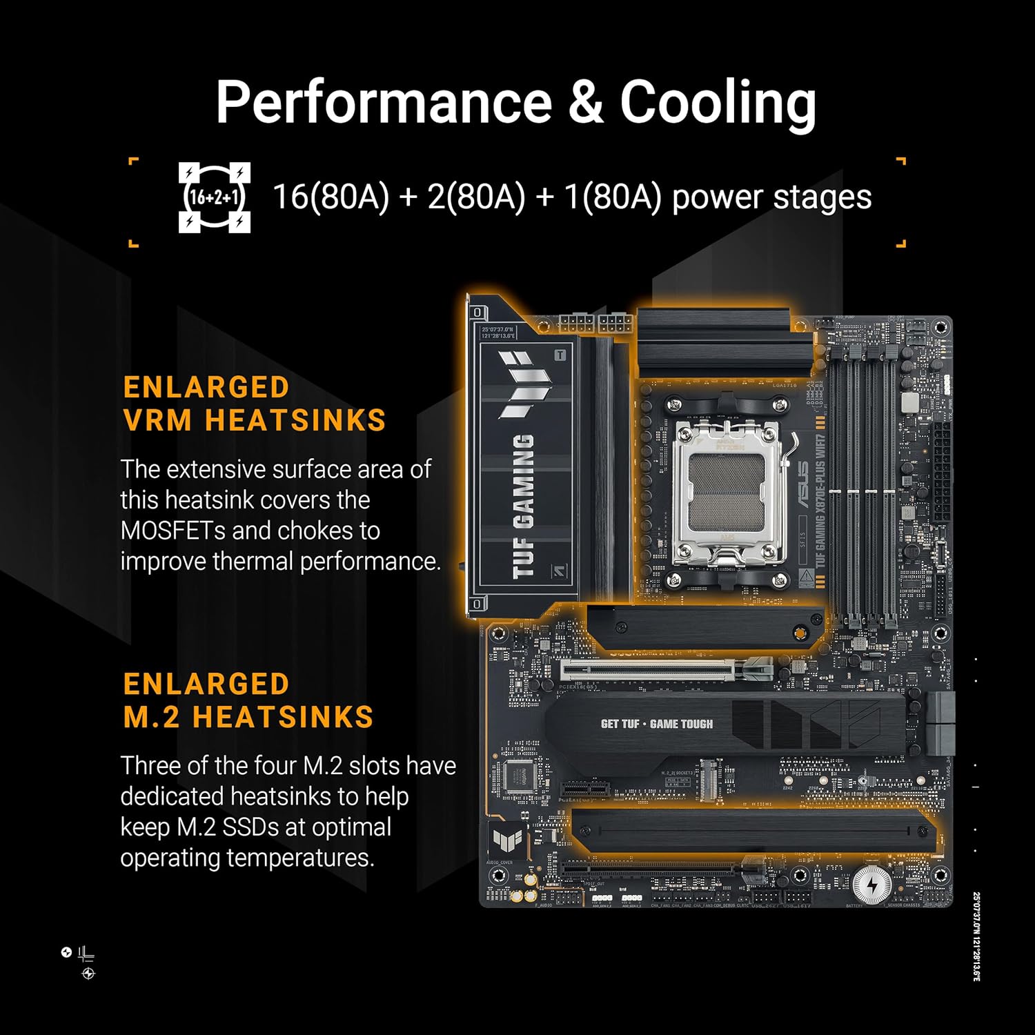 Detalle de ASUS TUF Gaming X870E-PLUS WiFi7 (AMD X870E) Socket AM5 – carte mère ATX