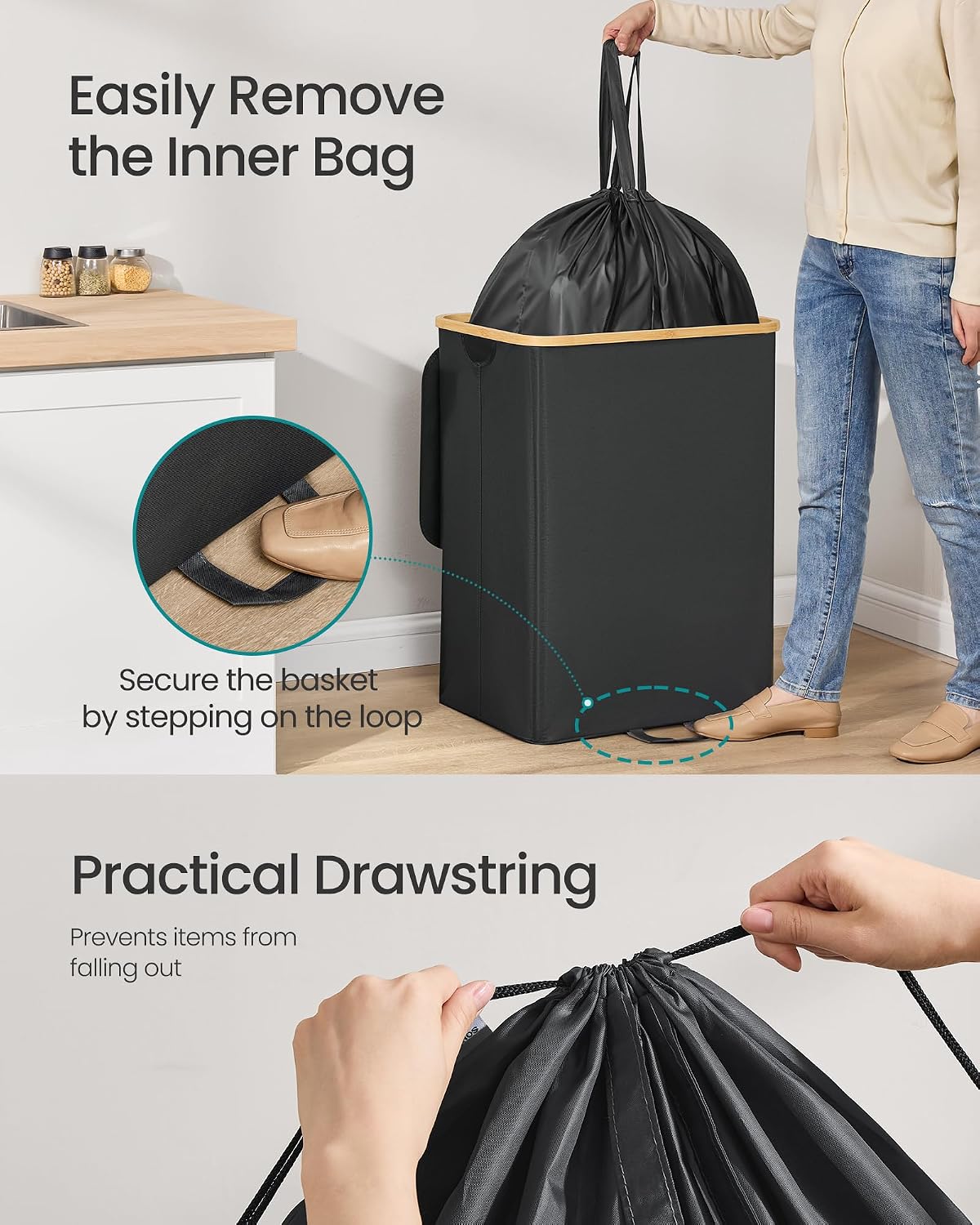 Thumbnail 3 de SONGMICS RRB513B01 135 L Bottle Collection Bin with Lid and Inner Bag