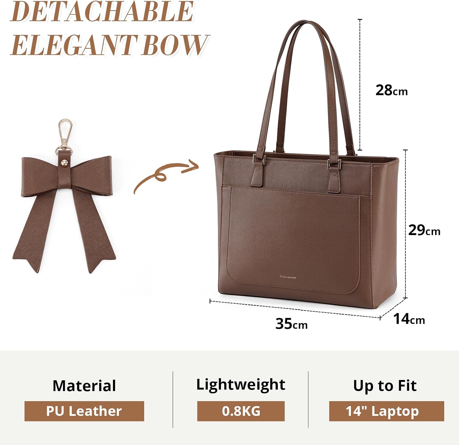 Thumbnail 2 de RAINSMORE Waterproof Tote Bag 35x14x29cm Large Women's Handbag