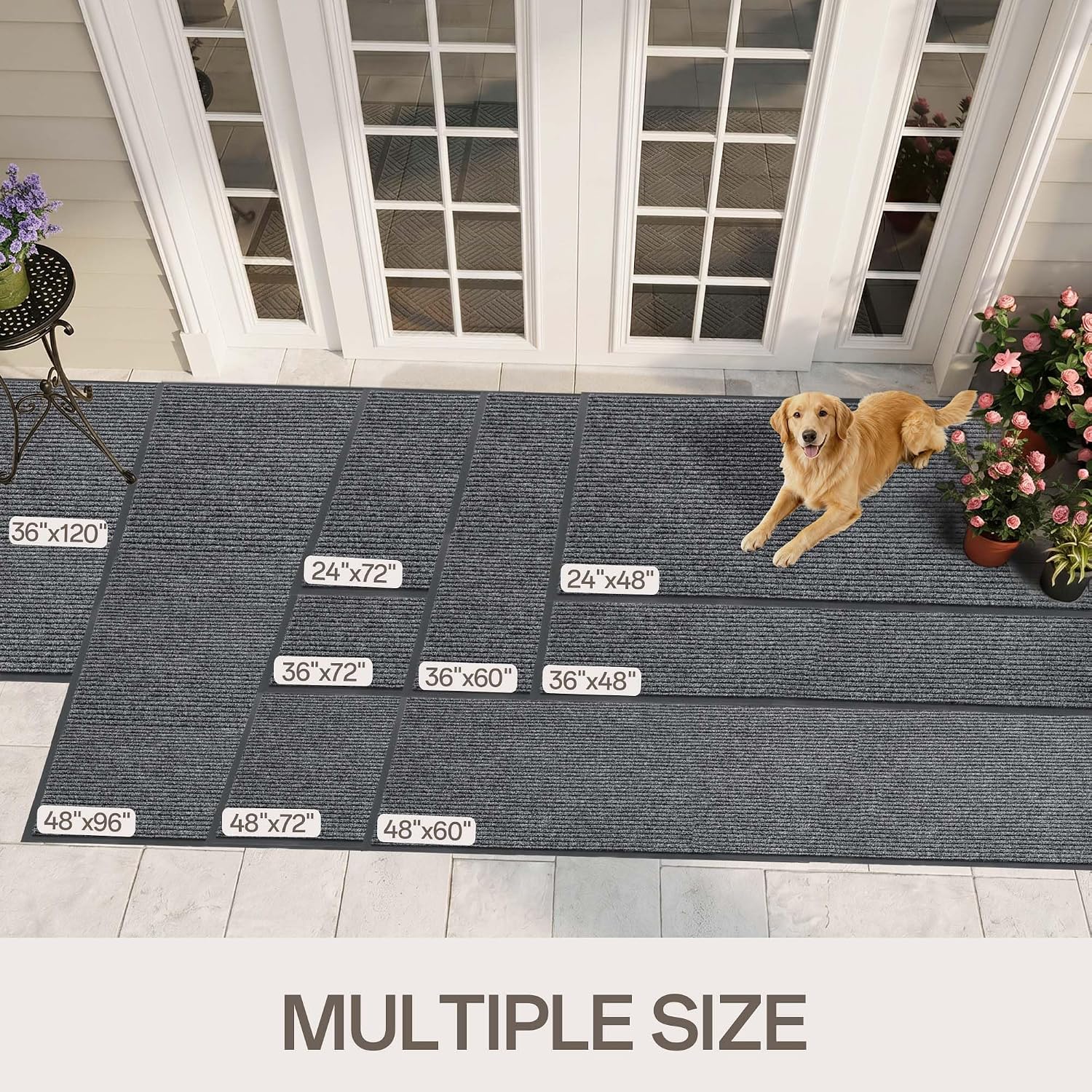 Detalle 2 de Amyracel 4'x5' Front Door Mat, Low-Profile Polypropylene with Rubber Backing