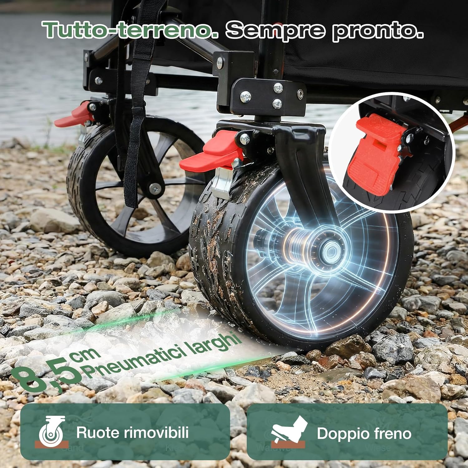 Thumbnail 2 de Sekey Carrello Pieghevole XXL 135L da 150 kg con ruote da 8,5 cm e freno SE4031 (nero)