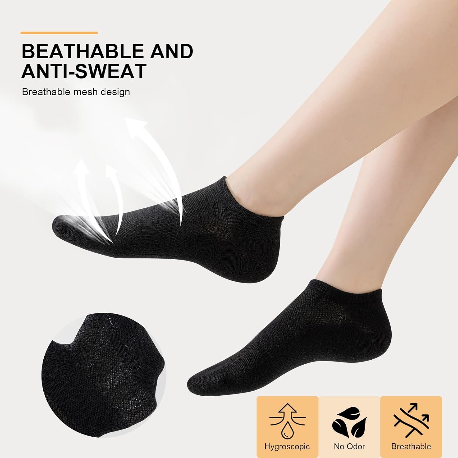 Thumbnail 3 de Niofind Chaussette Femme : lot de 6 chaussettes basses courtes en coton respirant, sans couture