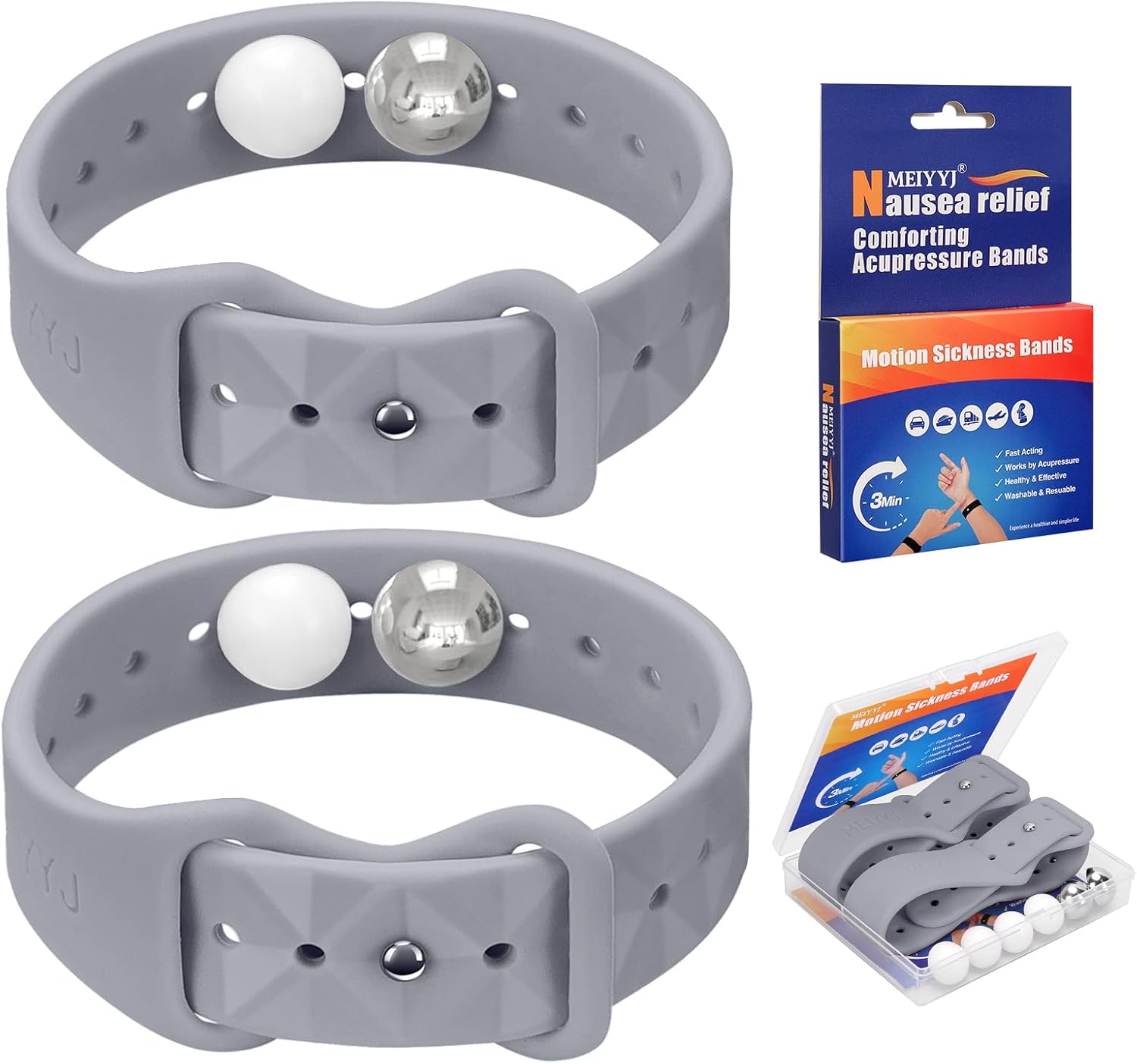 Thumbnail 6 de MEIYYJ Motion Sickness Bracelets – 2 Pairs (Adult & Kids) Travel Anti-Nausea Wristbands