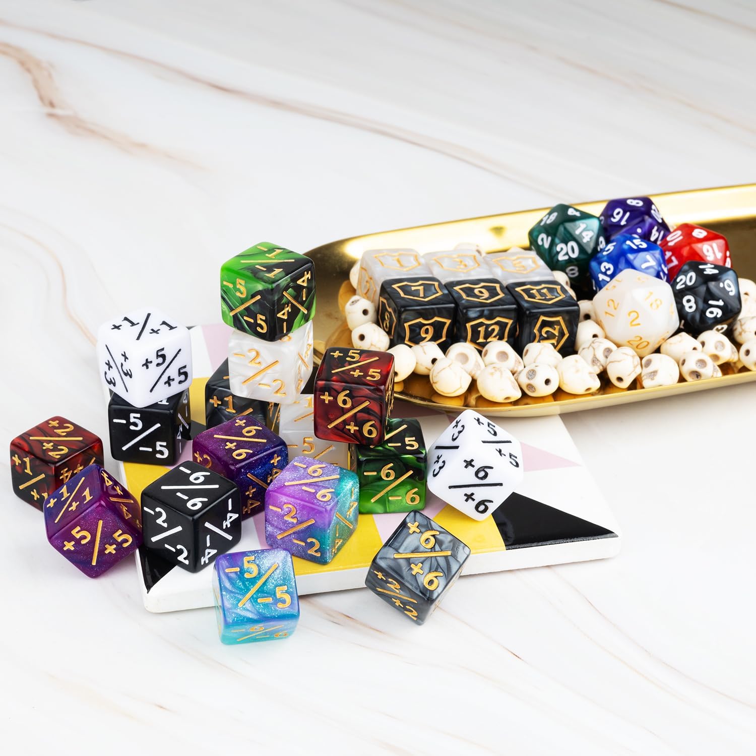 Thumbnail 4 de 78 Pieces MTG Dice Counters Bulk Life Keyword Counter Dice Set Plus 1/+1 Buff Ability Tokens for MTG, TCG, Cards Gaming Accessories