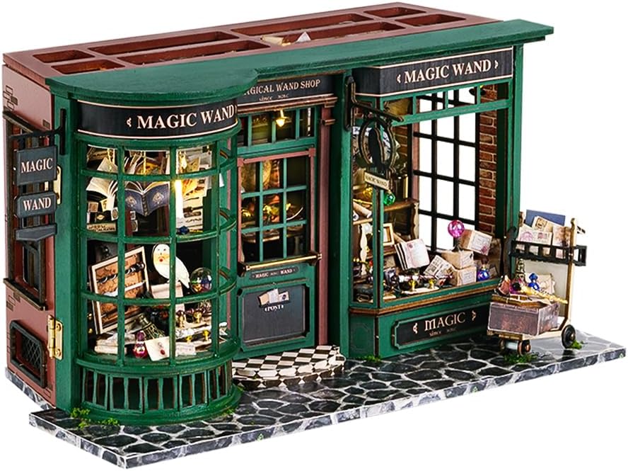 CUTEBEE DIY Miniature Dollhouse Kit (Magic House) — wooden miniature house model with LED