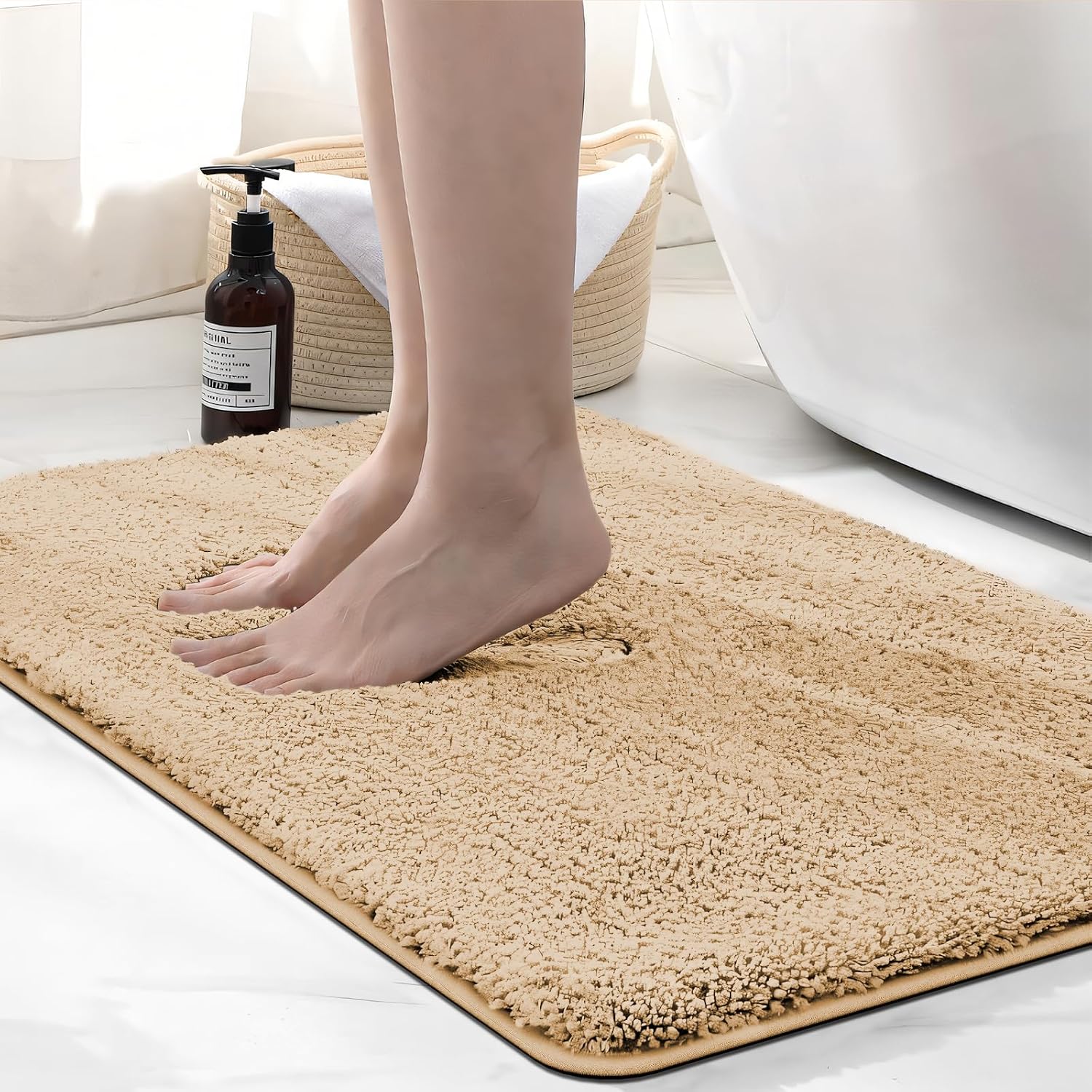 Detalle de wyewye Mikrofaser-Badematte 50 x 80 cm Kamelfarben