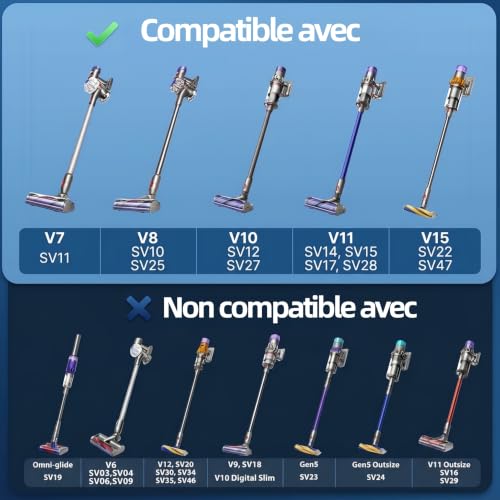 Thumbnail 1 de Aila oh Buy Brosse de Remplacement pour Dyson V15/V11/V10/V8/V7 : tête motorisée à LED verte et 2 rouleaux anti-enchevêtrement