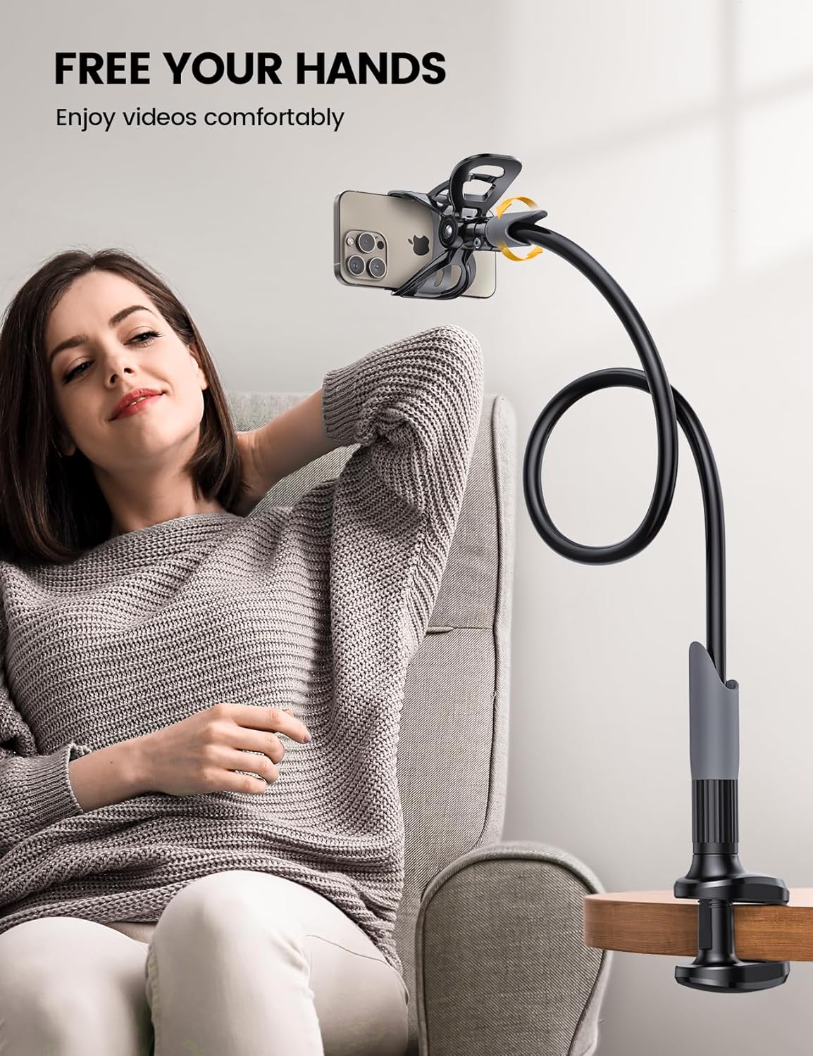 Thumbnail 1 de Lamicall Supporto Telefono con collo d’oca regolabile (universale, nero) per smartphone 4–6,8”