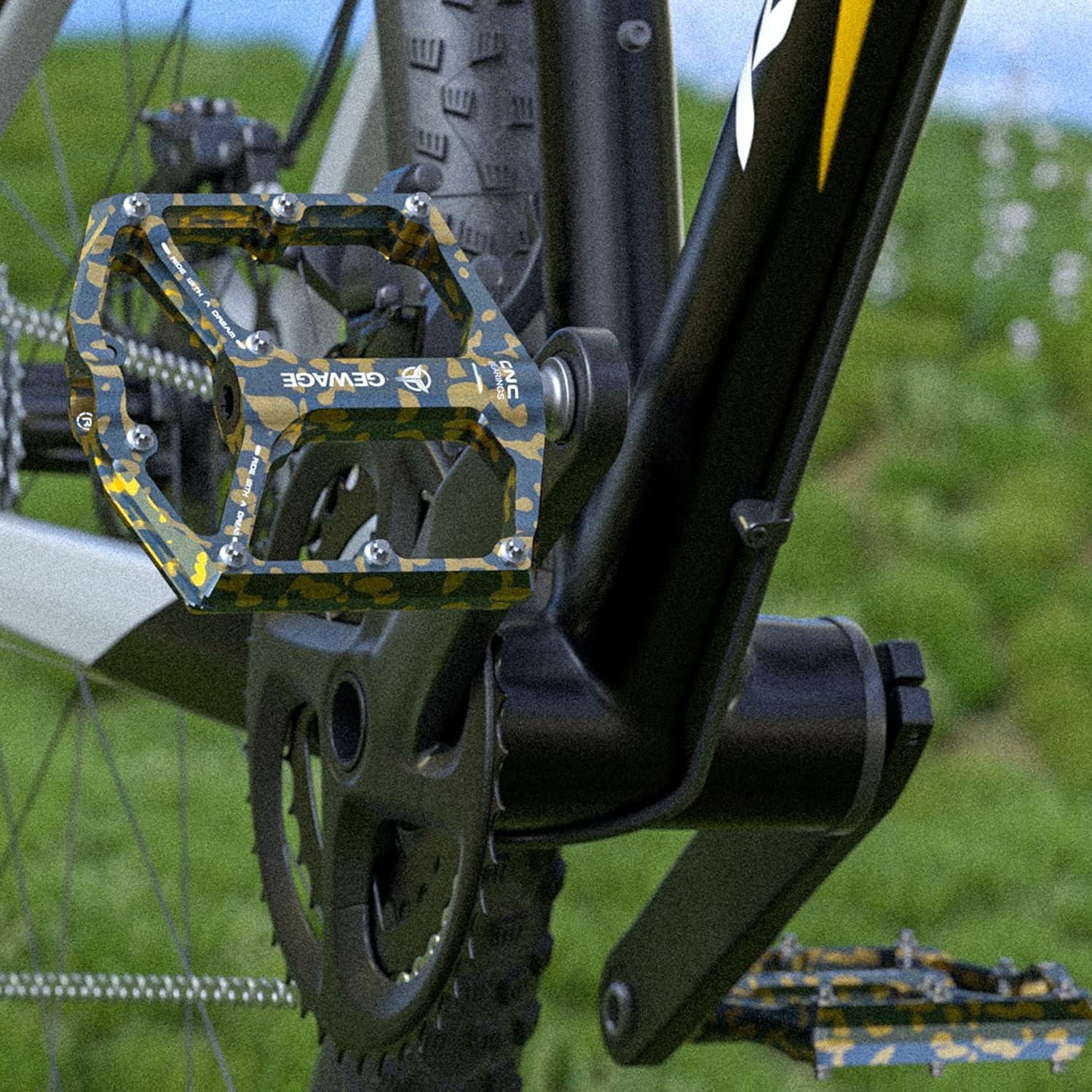 Detalle de GEWAGE Pedali bici da strada/mountain bike con 3 cuscinetti e pin antiscivolo 9/16”